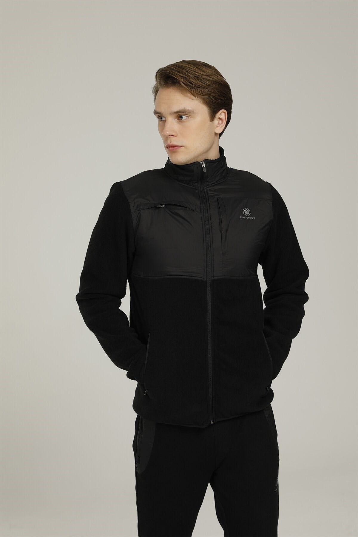 Lumberjack Joseph Polar Erkek Fermuarlı Sweat Ceket Siyah v1