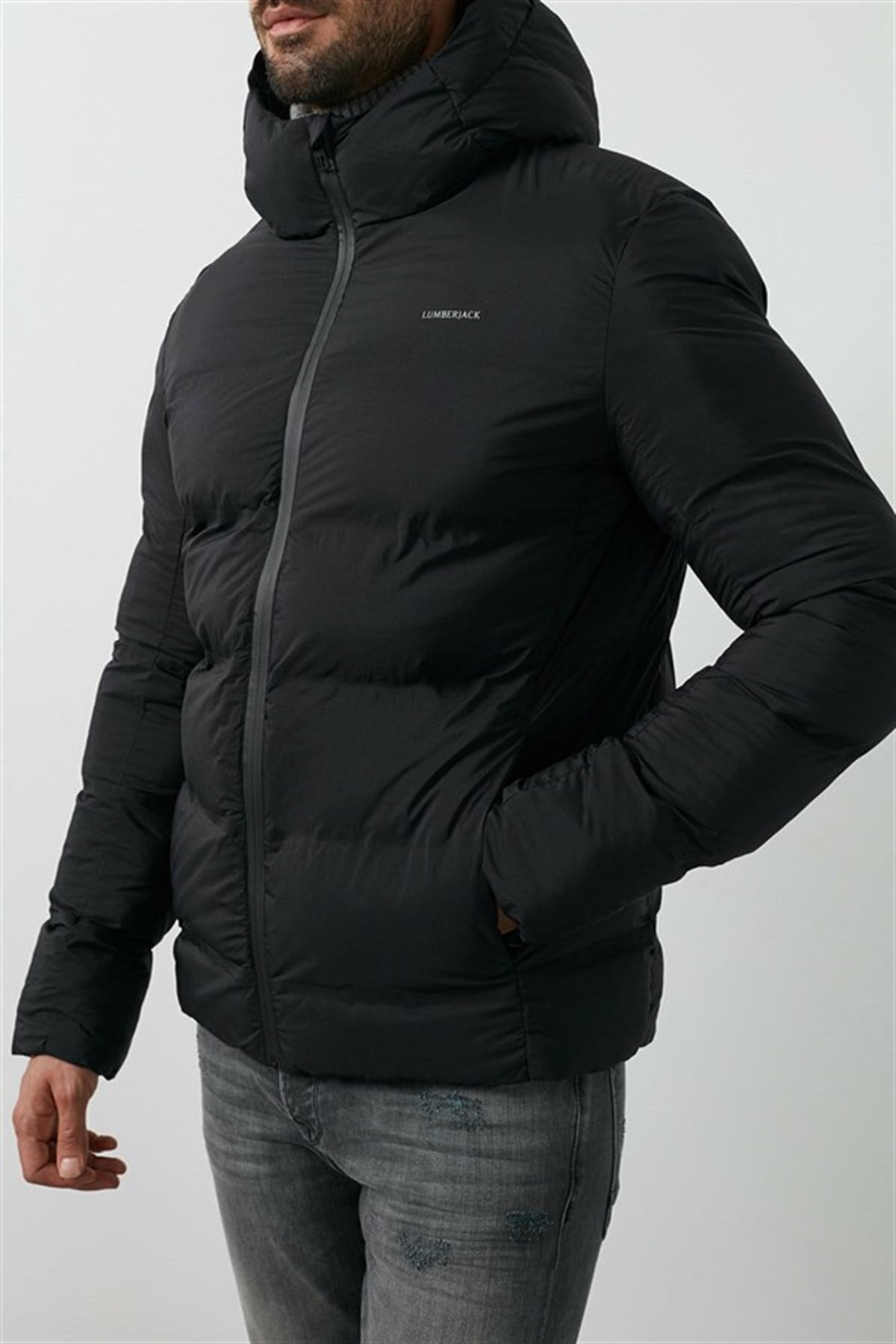 Lumberjack Nolan Coat Erkek Şişme Mont Parka Siyah v1