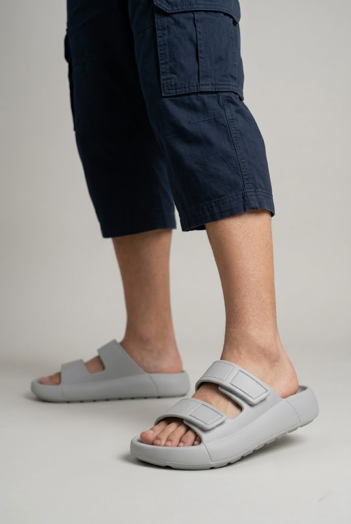 Oregon Shoes FeelUp Comfort Eva Erkek Deniz Günlük Cırtlı Terlik Gri