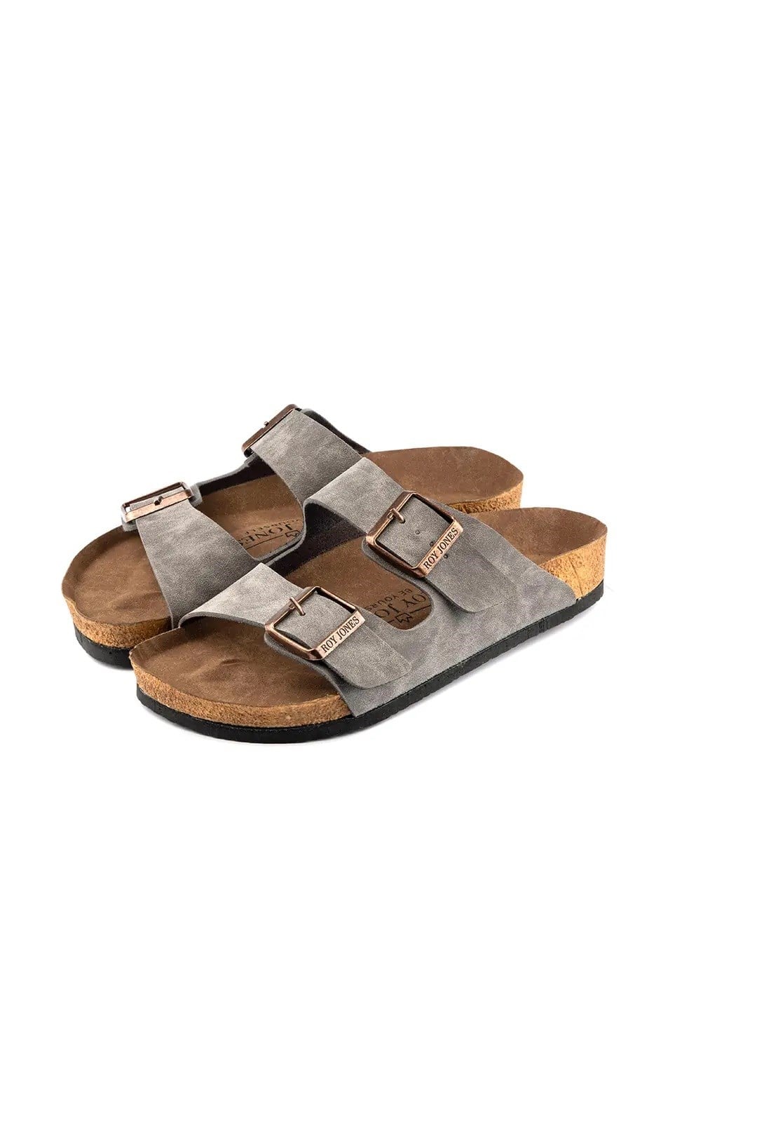 Roy Jones 7001 Unisex Gri Çift Toka Günlük Terlik
