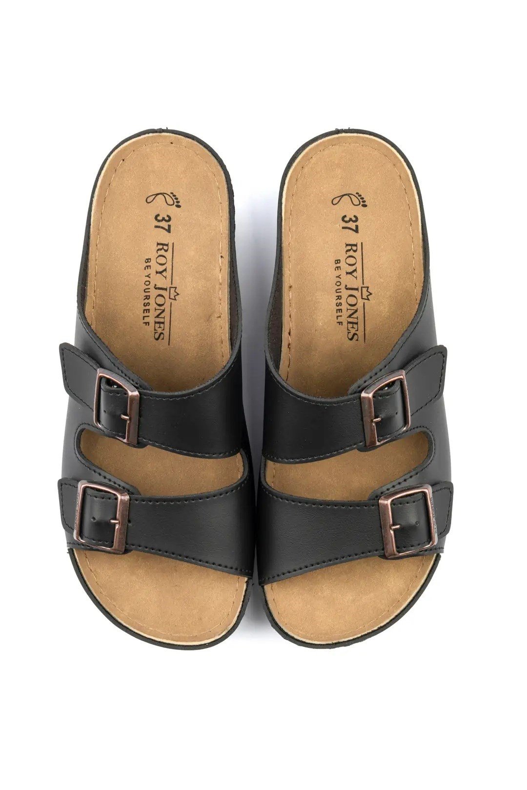 Roy Jones Kadın FlexStride Siyah Çift Bant Tokalı Günlük Terlik 2100