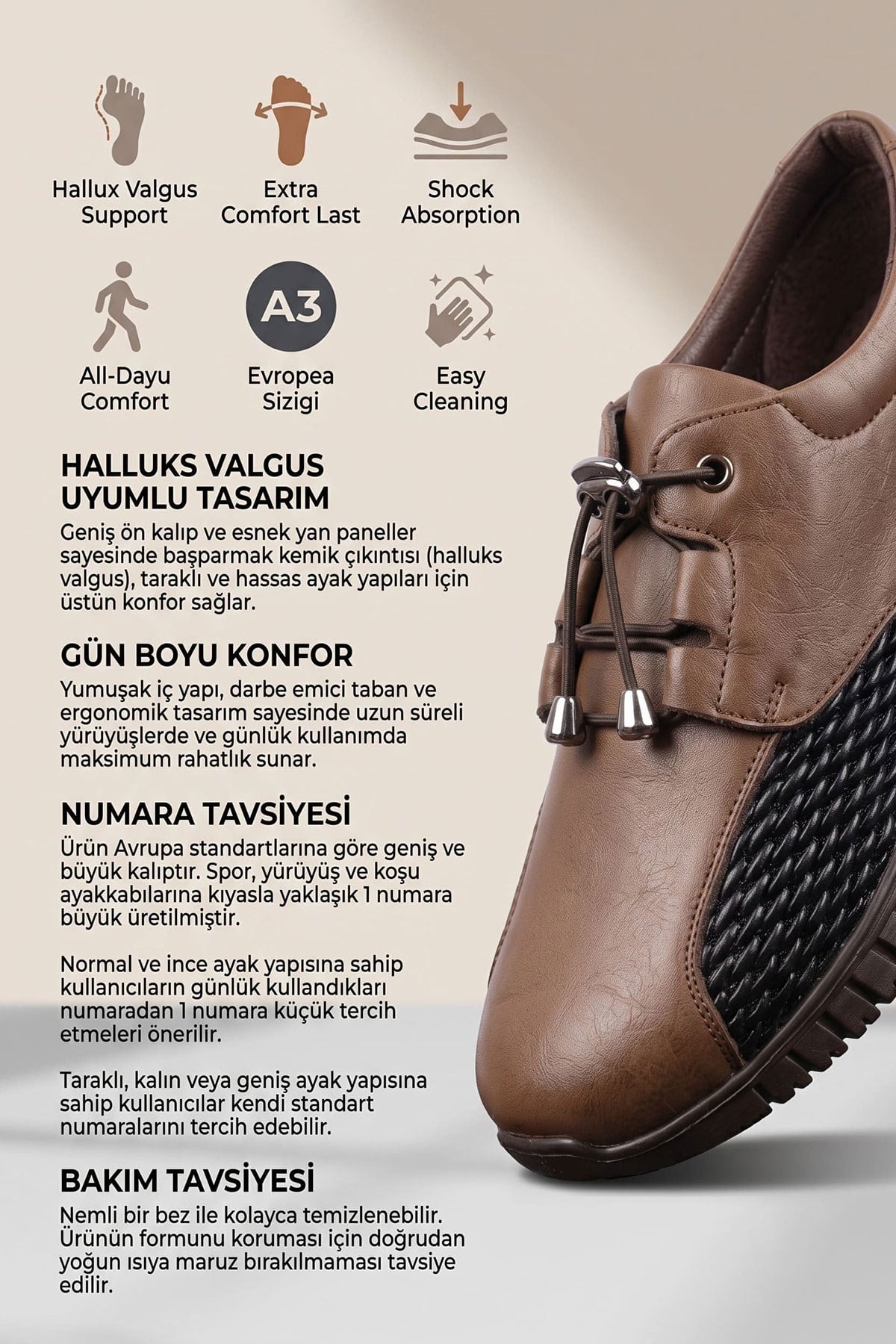 Voyager Z1104 Kadın Deri Comfort Ceviz Nata Ayakkabı