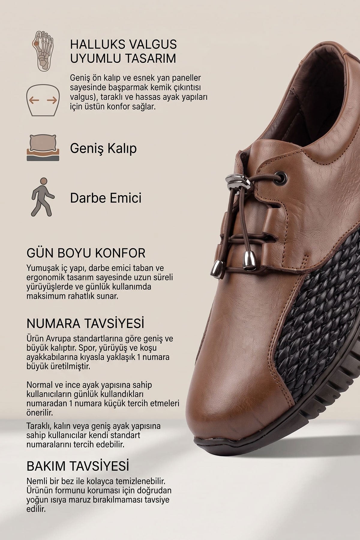 Voyager Z1104 Kadın Deri Comfort Ceviz Nata Ayakkabı