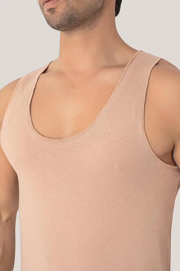 05355 Dewberry Mens Invisible Nude Color Undershirt-TEN RENGİ