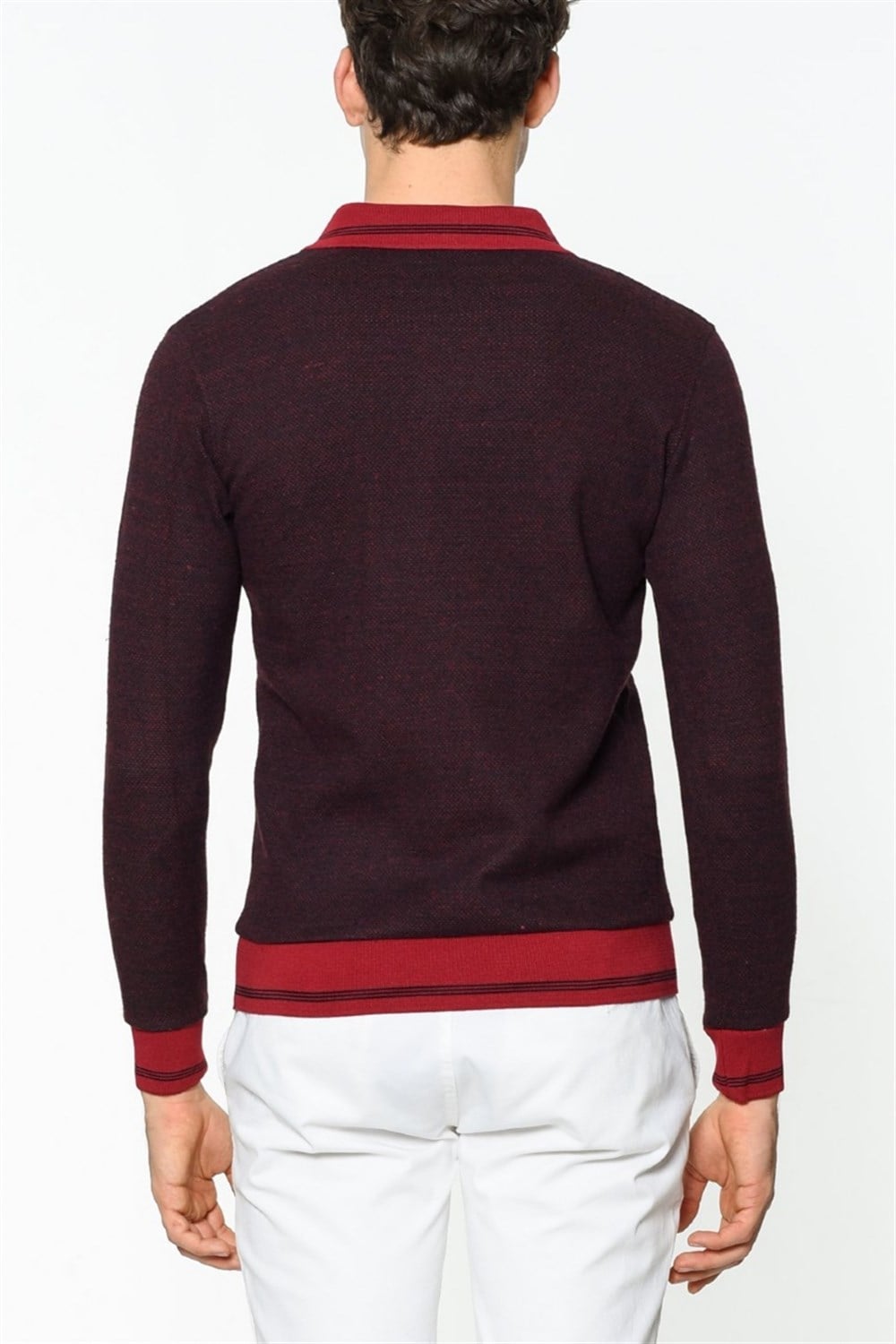 1020 DEWBERRY ERKEK SWEATSHIRT-DESENLİ BORDO