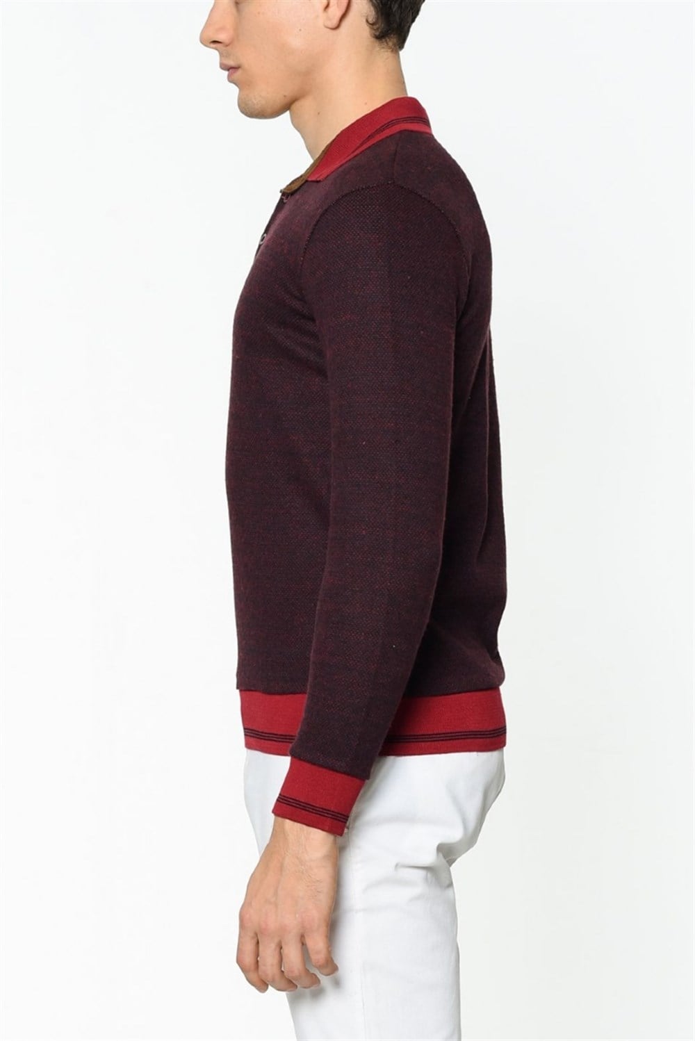 1020 DEWBERRY ERKEK SWEATSHIRT-DESENLİ BORDO