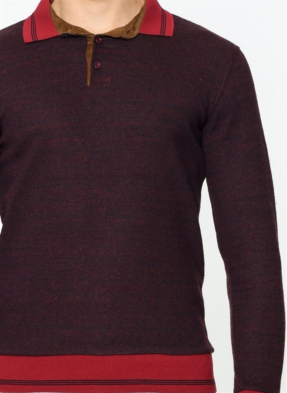 1020 DEWBERRY ERKEK SWEATSHIRT-DESENLİ BORDO