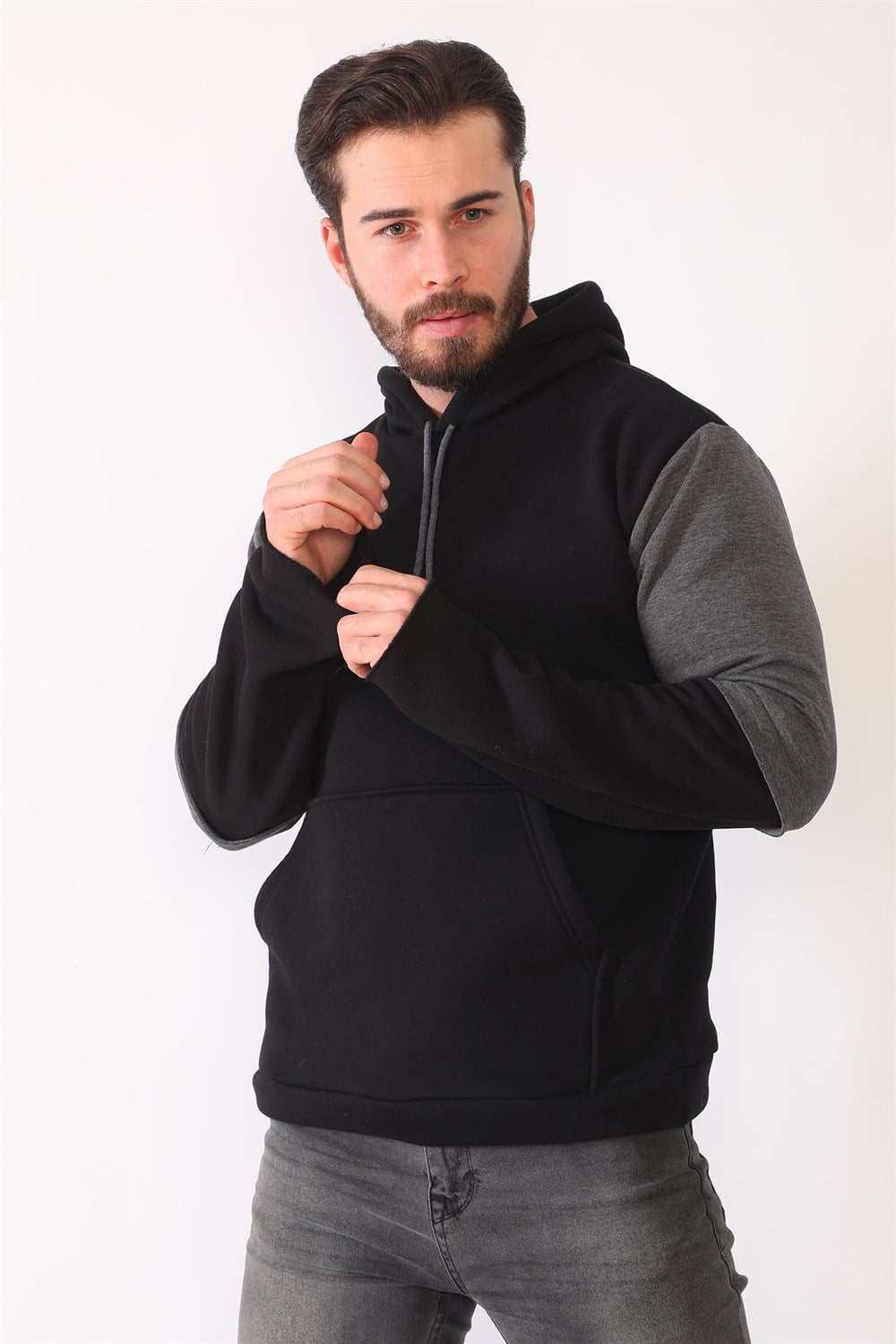 1042 DEWBERRY ERKEK SWEATSHIRT-SİYAH