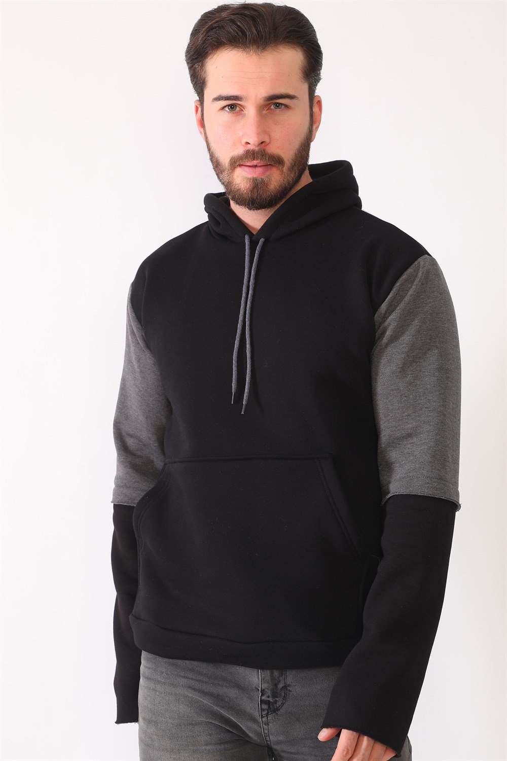 1042 DEWBERRY ERKEK SWEATSHIRT-SİYAH