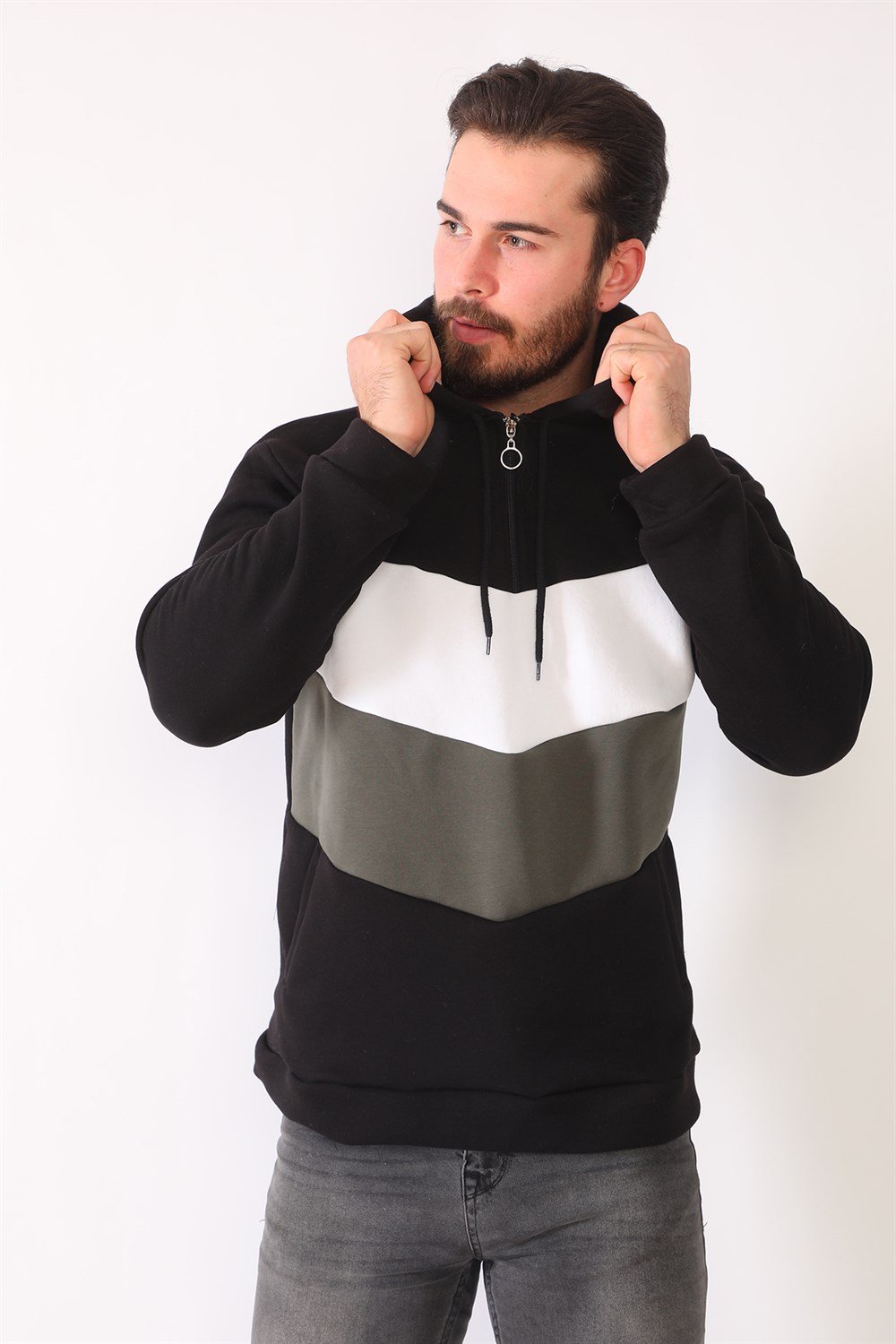 1044 DEWBERRY ERKEK SWEATSHIRT-SİYAH