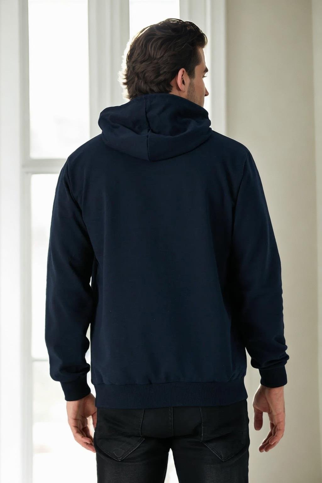 12612 Dewberry Hooded Kangaroo Pocket Mens Sweatshirt-LACİVERT