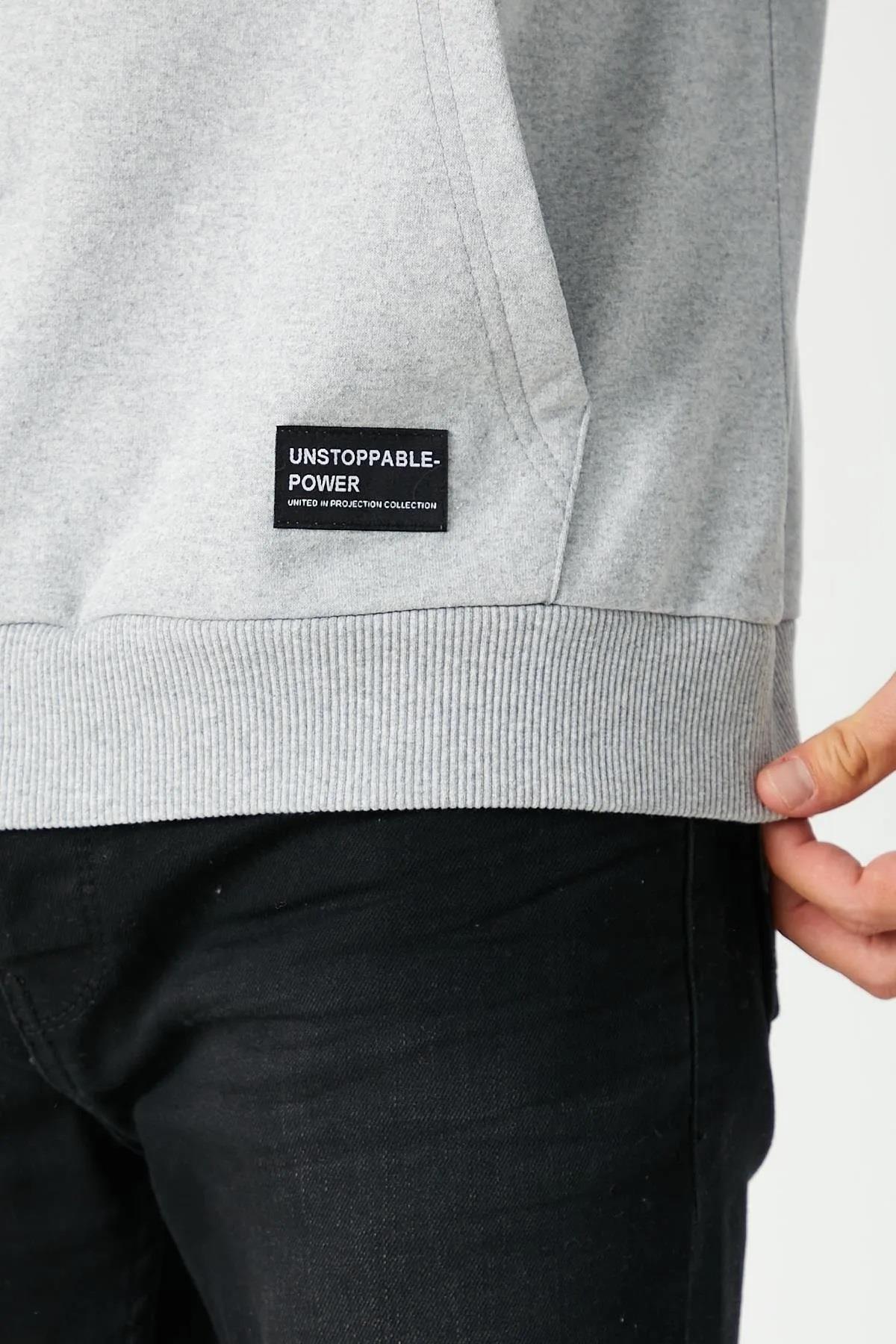 12612 Dewberry Hooded Kangaroo Pocket Mens Sweatshirt-GRİ