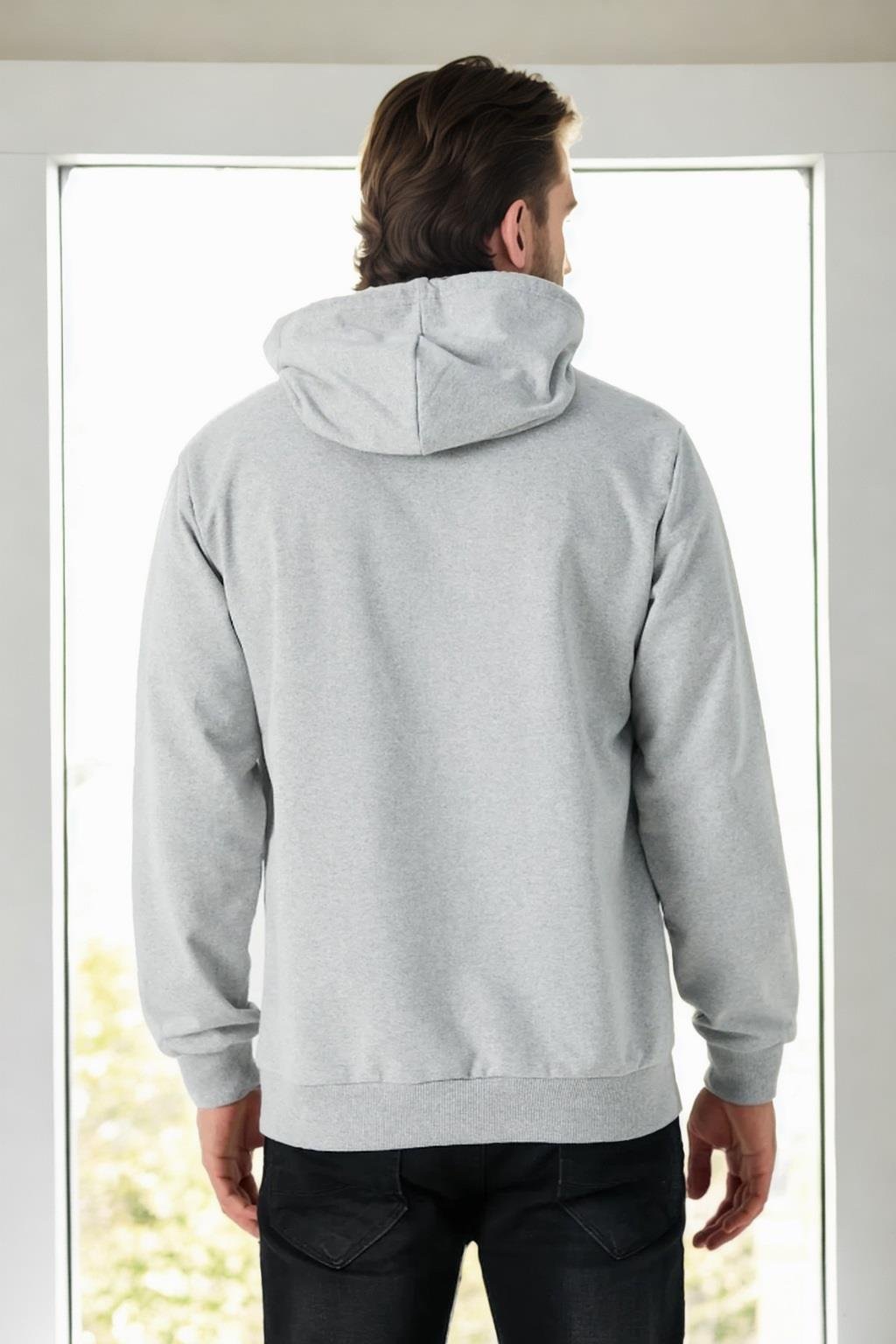 12612 Dewberry Hooded Kangaroo Pocket Mens Sweatshirt-GRİ