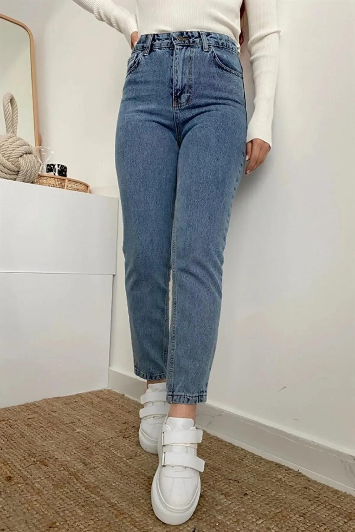 14924 Dewberry Mom Jean High Waist Detail Boyfriend Jeans-KOYU MAVİ