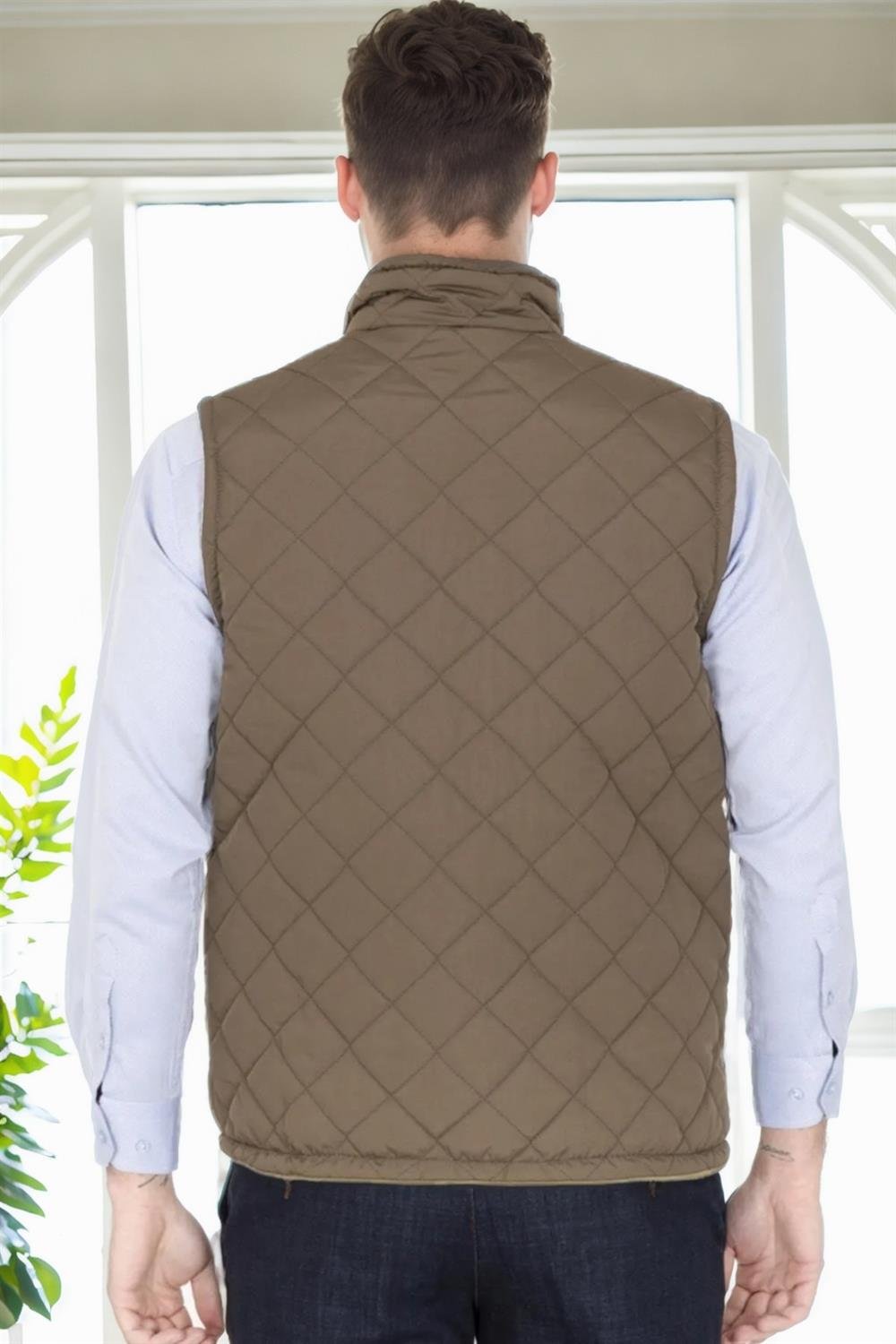 15240 Dewberry Quilted Mens Vest with Fleece Inside-HAKİ