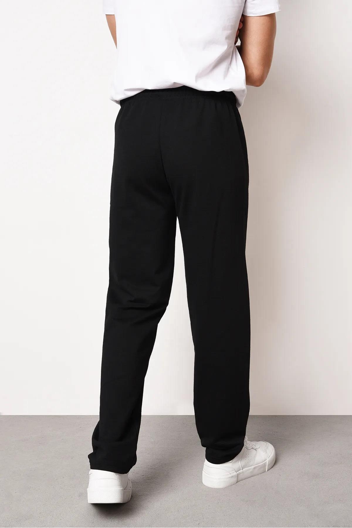 15740 Dewberry Zipper Pocket Embroidery Detailed Sweatpants-SİYAH