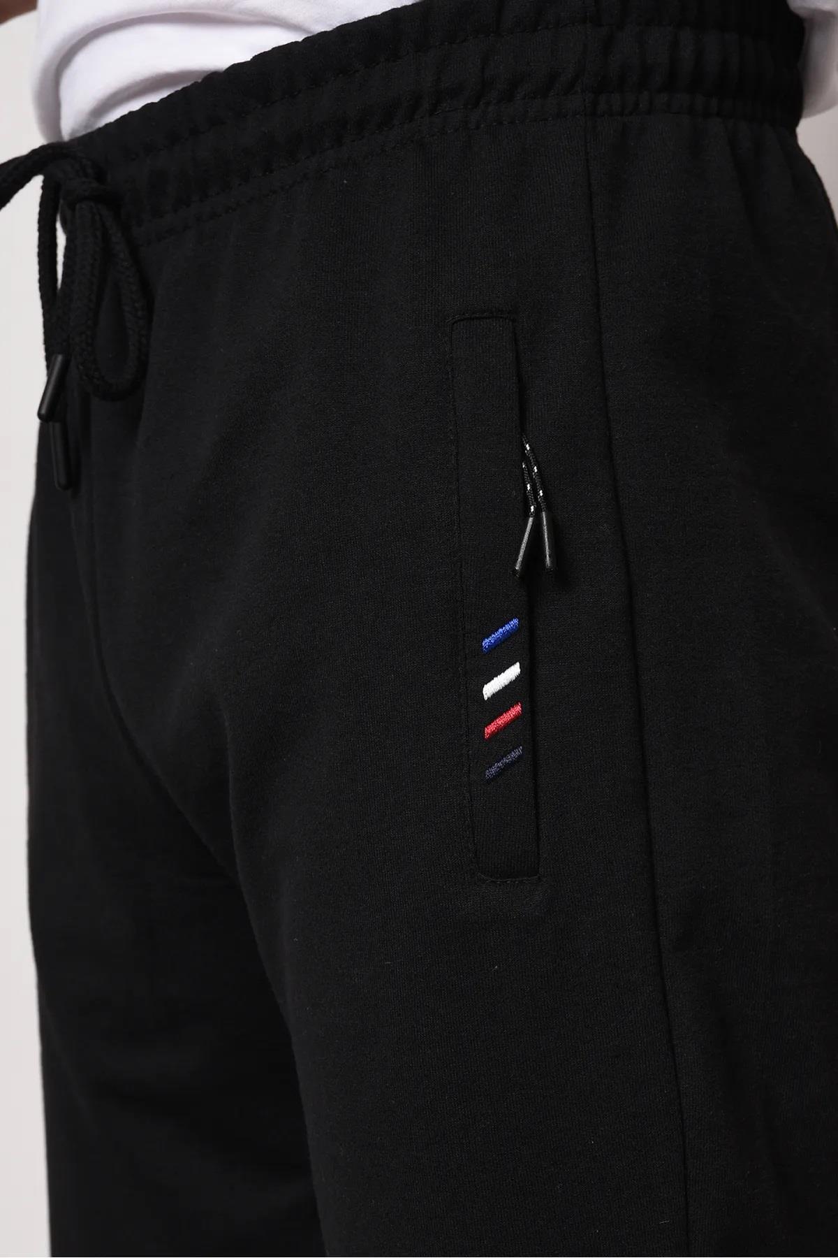 15740 Dewberry Zipper Pocket Embroidery Detailed Sweatpants-SİYAH