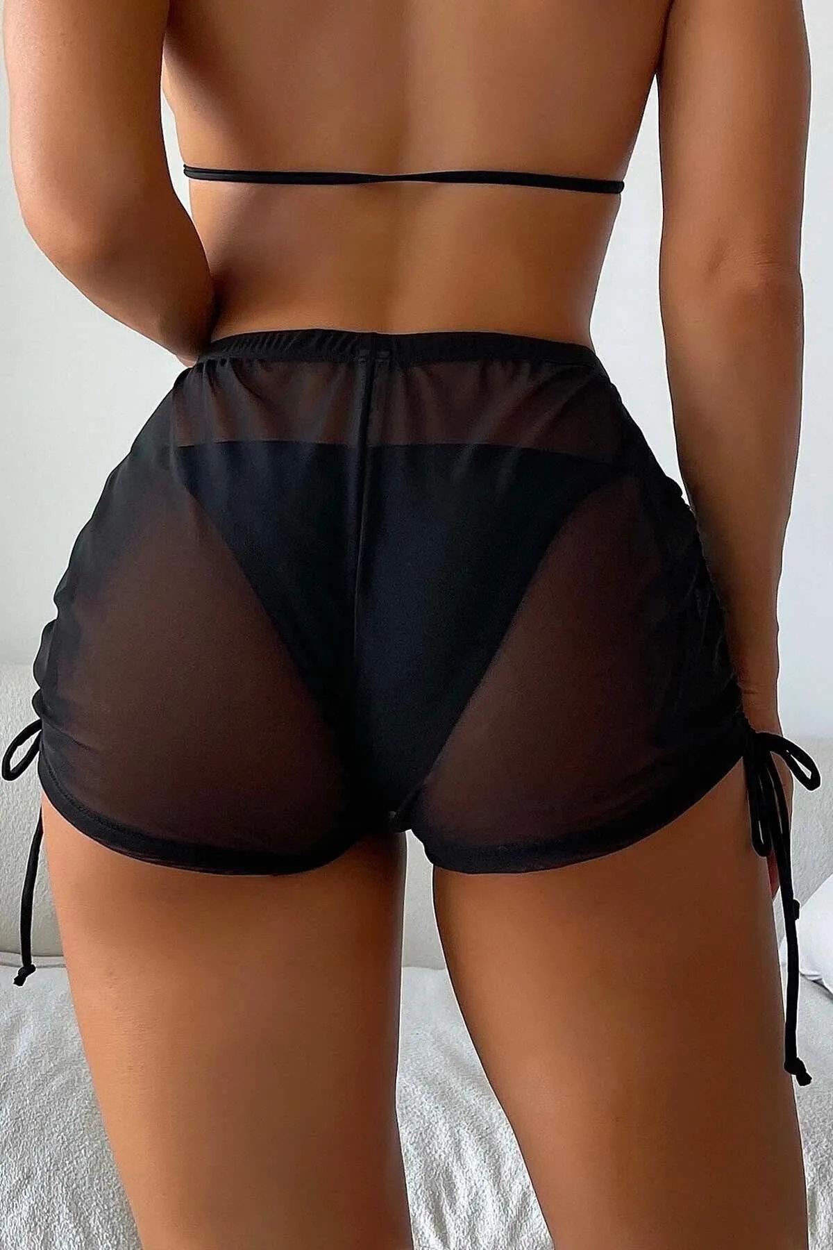19529 Dewberry Tulle Beach Shorts Pareo-SİYAH