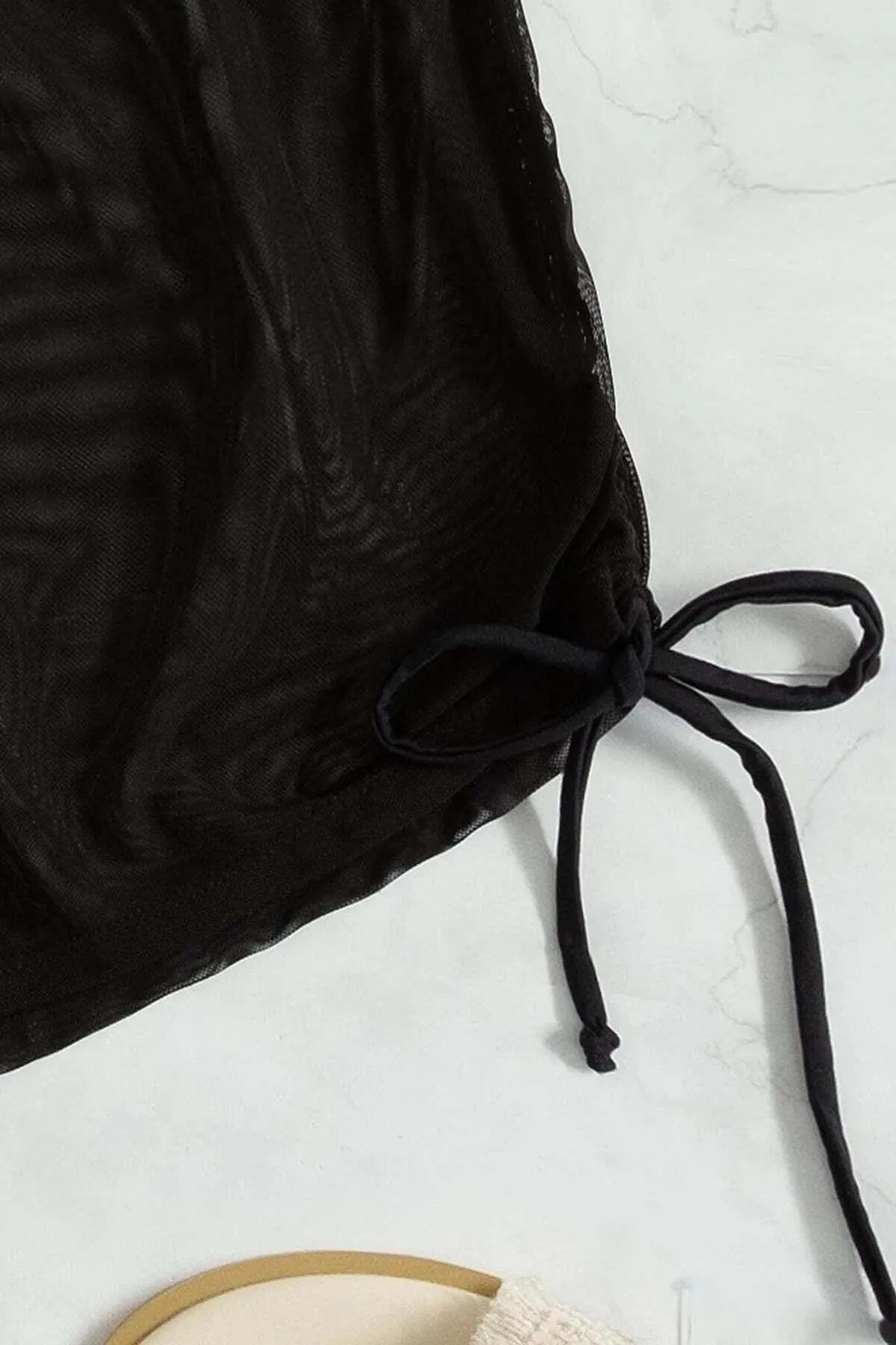 19529 Dewberry Tulle Beach Shorts Pareo-SİYAH