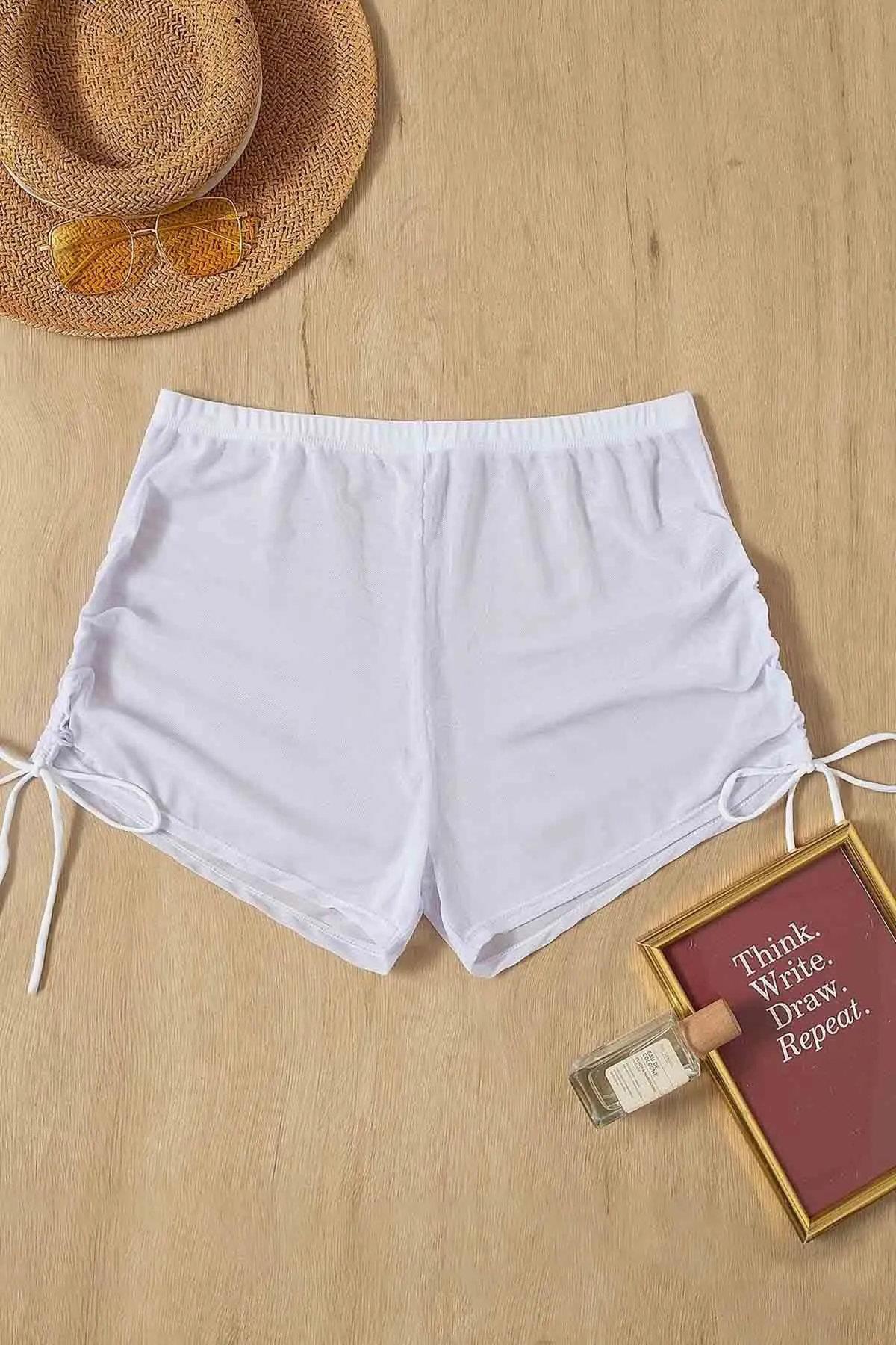 19529 Dewberry Tulle Beach Shorts Pareo-BEYAZ