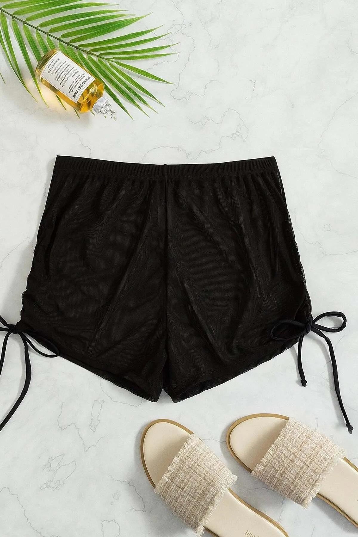 19529 Dewberry Tulle Beach Shorts Pareo-SİYAH