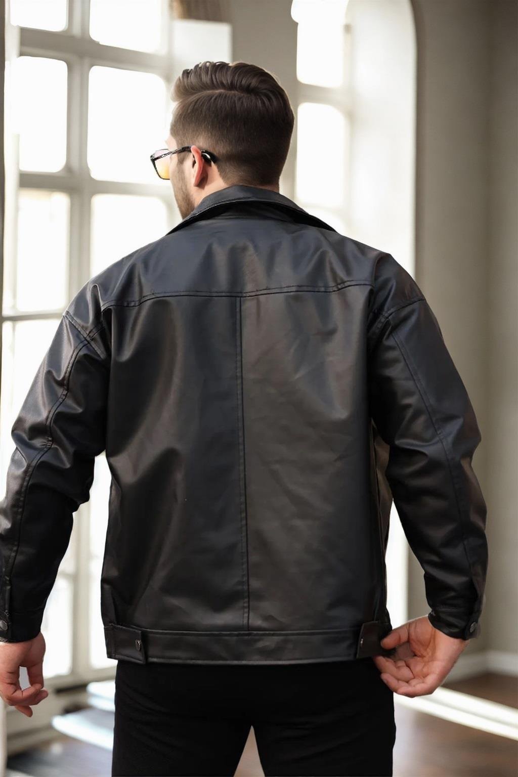 22265 Dewberry Mens PU Jacket-SİYAH