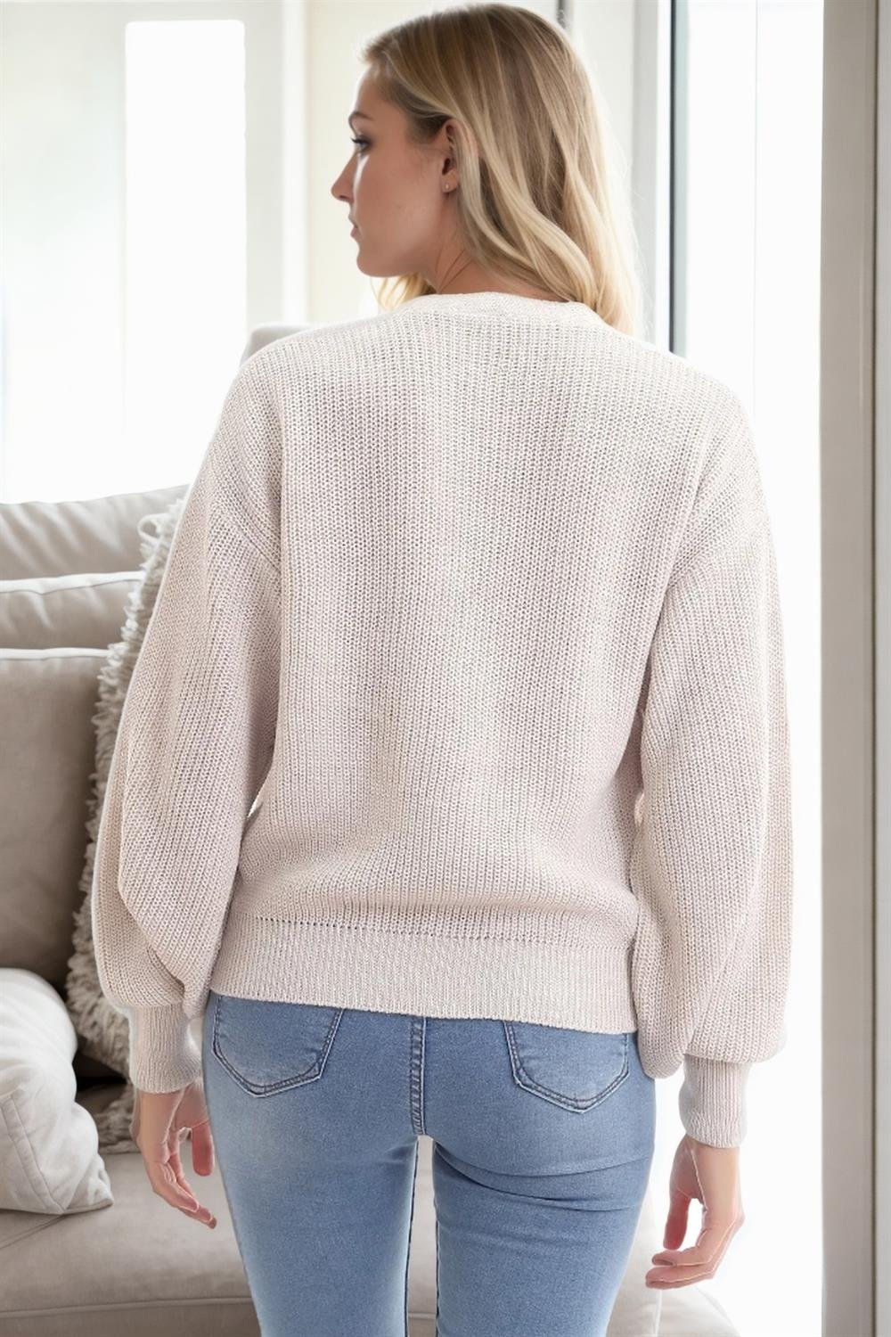 23325 Dewberry 3 Button V-Neck Women Cardigan-TAŞ