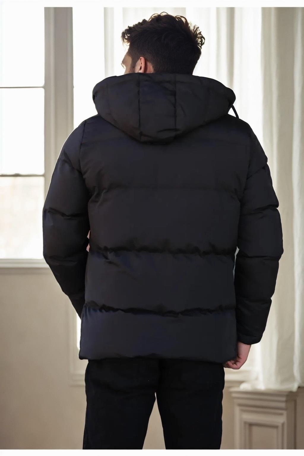 23453 Dewberry Removable Hood Faux Fur Lined Slim fit Jacket-SİYAH