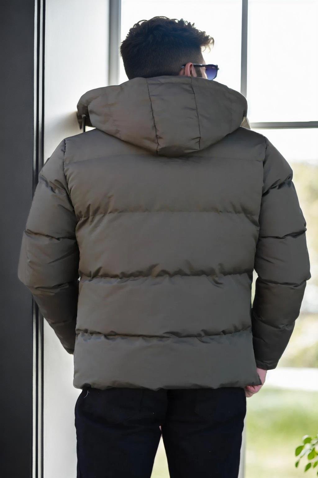 23453 Dewberry Removable Hood Faux Fur Lined Slim fit Jacket-HAKİ