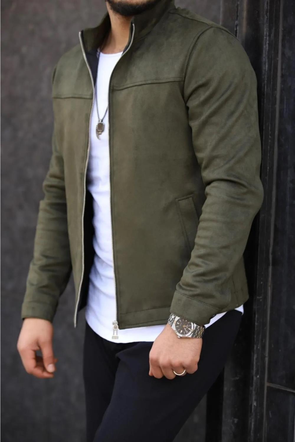24285 Dewberry Suede Mens Jacket-HAKİ