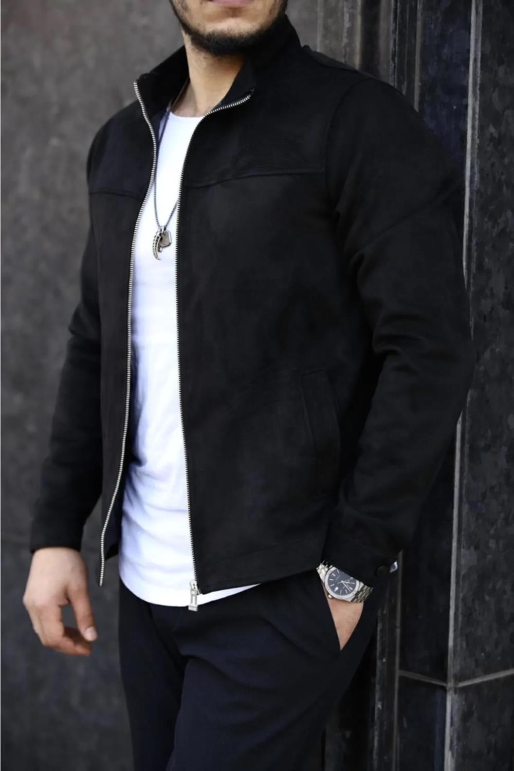 24285 Dewberry Suede Mens Jacket-SİYAH