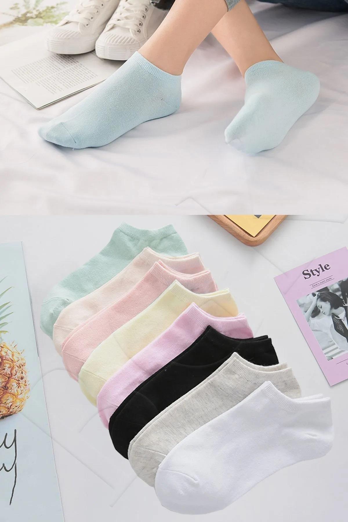 26115 Dewberry 8-Pack Womens Colorful Soft Ankle Socks-ÇOK RENKLİ