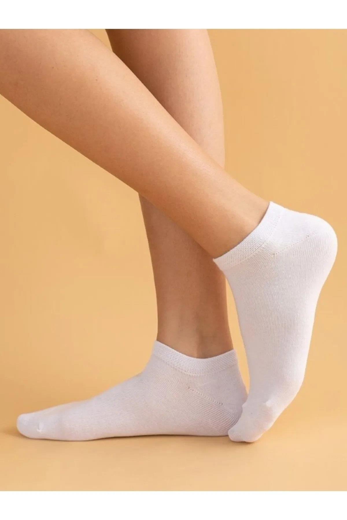 26278 Dewberry Unisex 10-Pack Sports Ankle Socks-BEYAZ