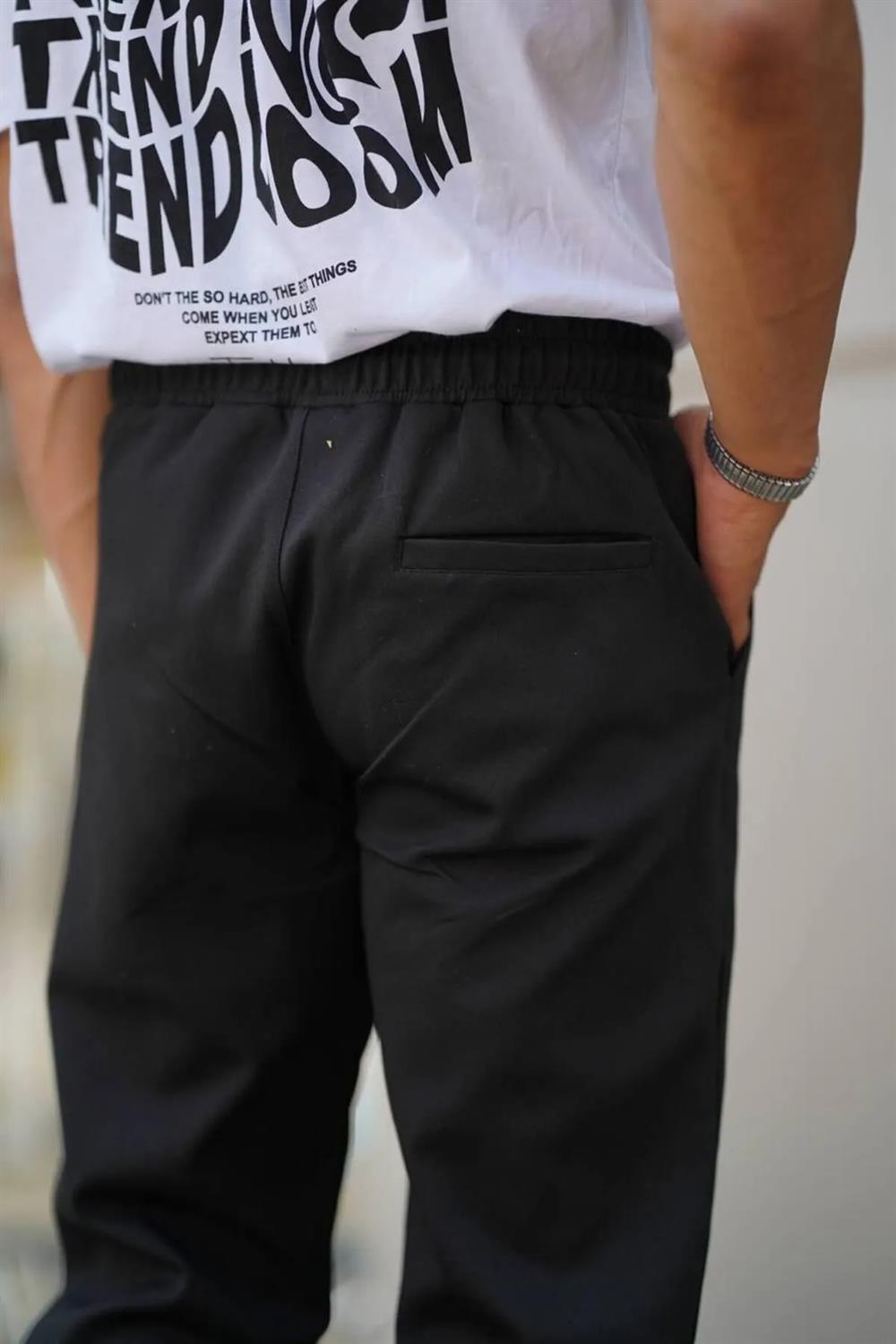 28229 Dewberry Elastic Lace Mens Jogger Pants-SİYAH