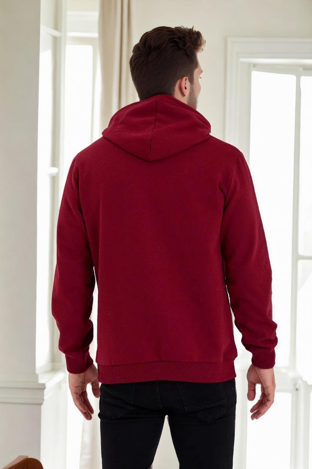 34605 Dewberry Kangaroo Pocket Hoody Mens Sweatshirt-BORDO