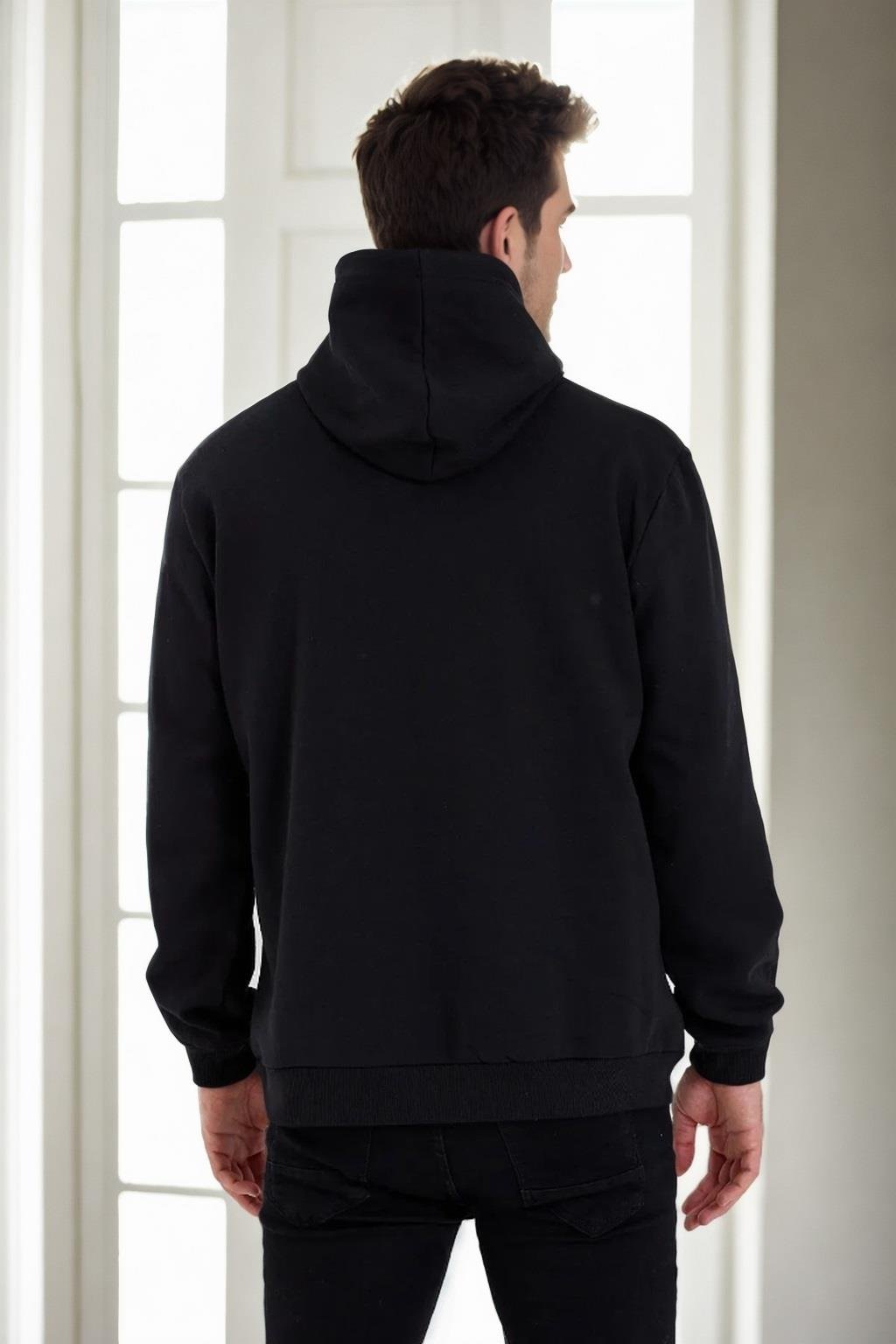 34605 Dewberry Kangaroo Pocket Hoody Mens Sweatshirt-SİYAH