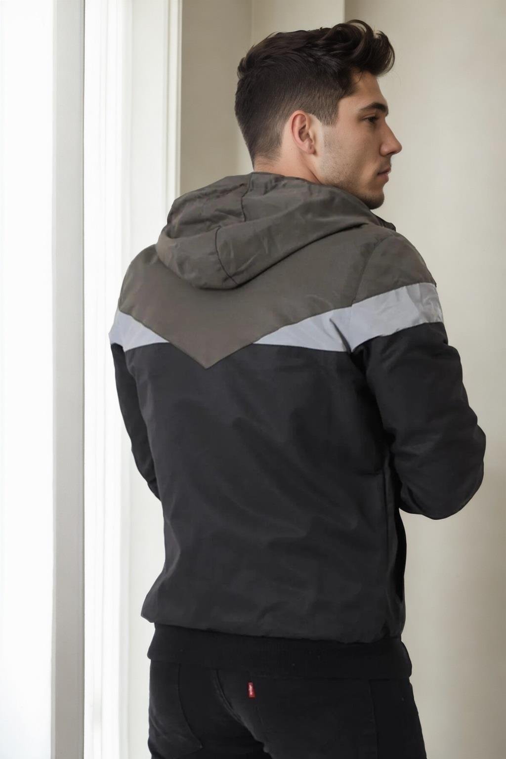 36136 Dewberry Triangle Piece Hooded Seasonal Mens Coat-HAKİ