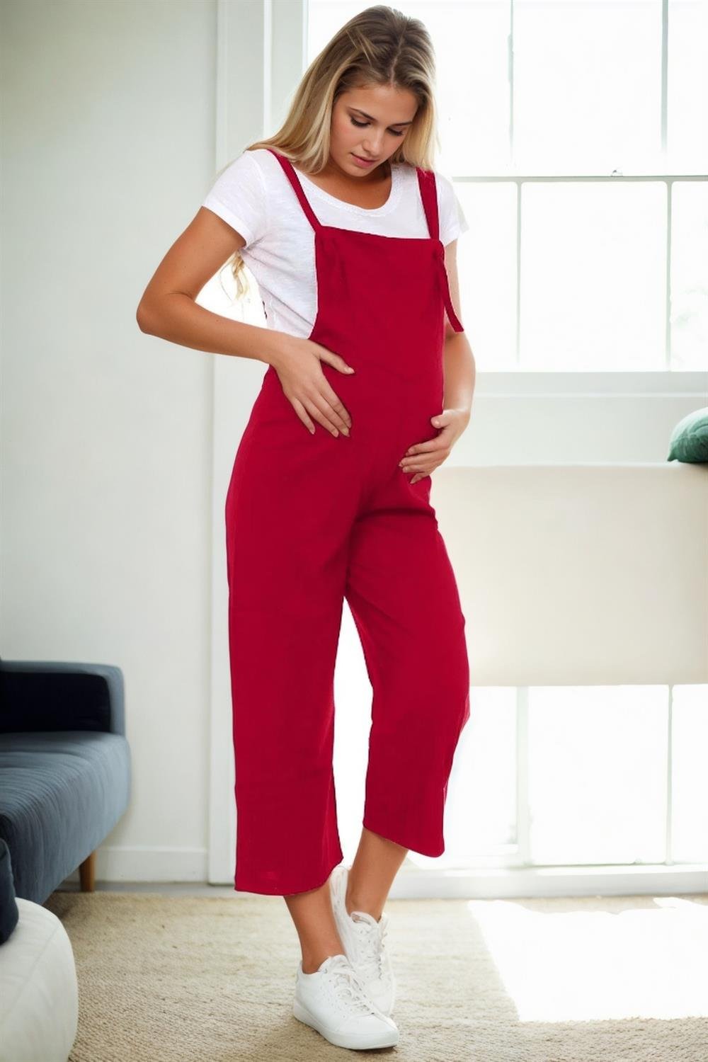 38739 Dewberry Women Pregnant Jumpsuit-BORDO