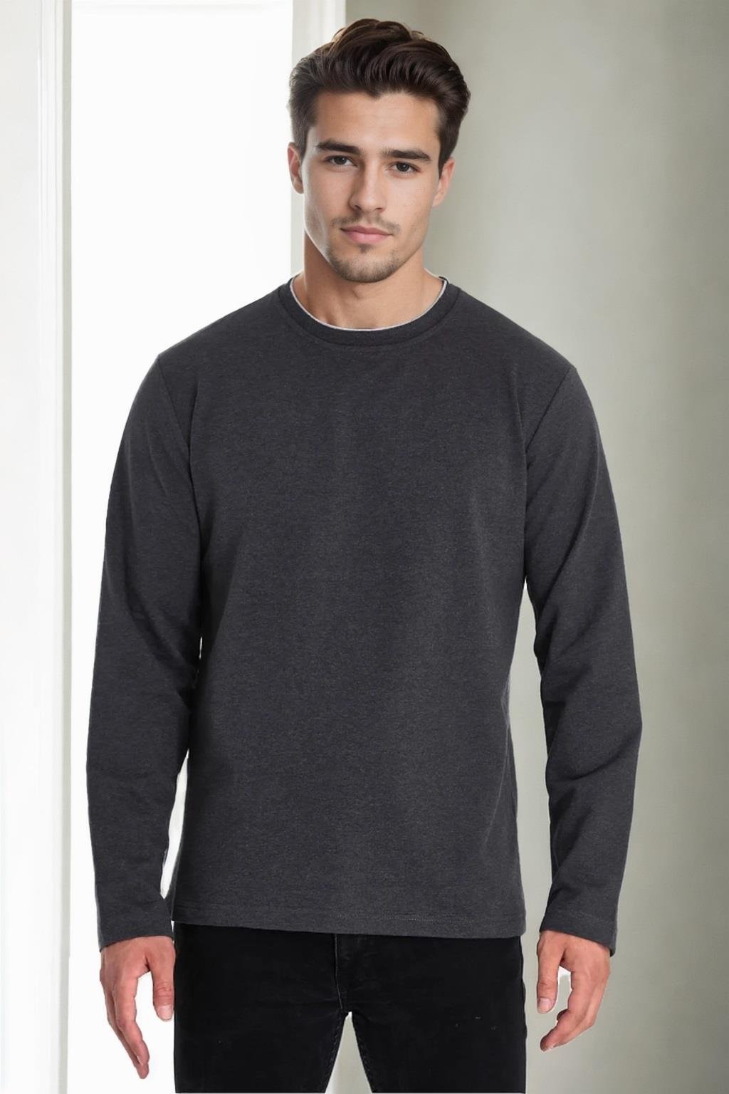 40222 Dewberry Double Crew Neck Mens Sweatshirt-ANTRASİT