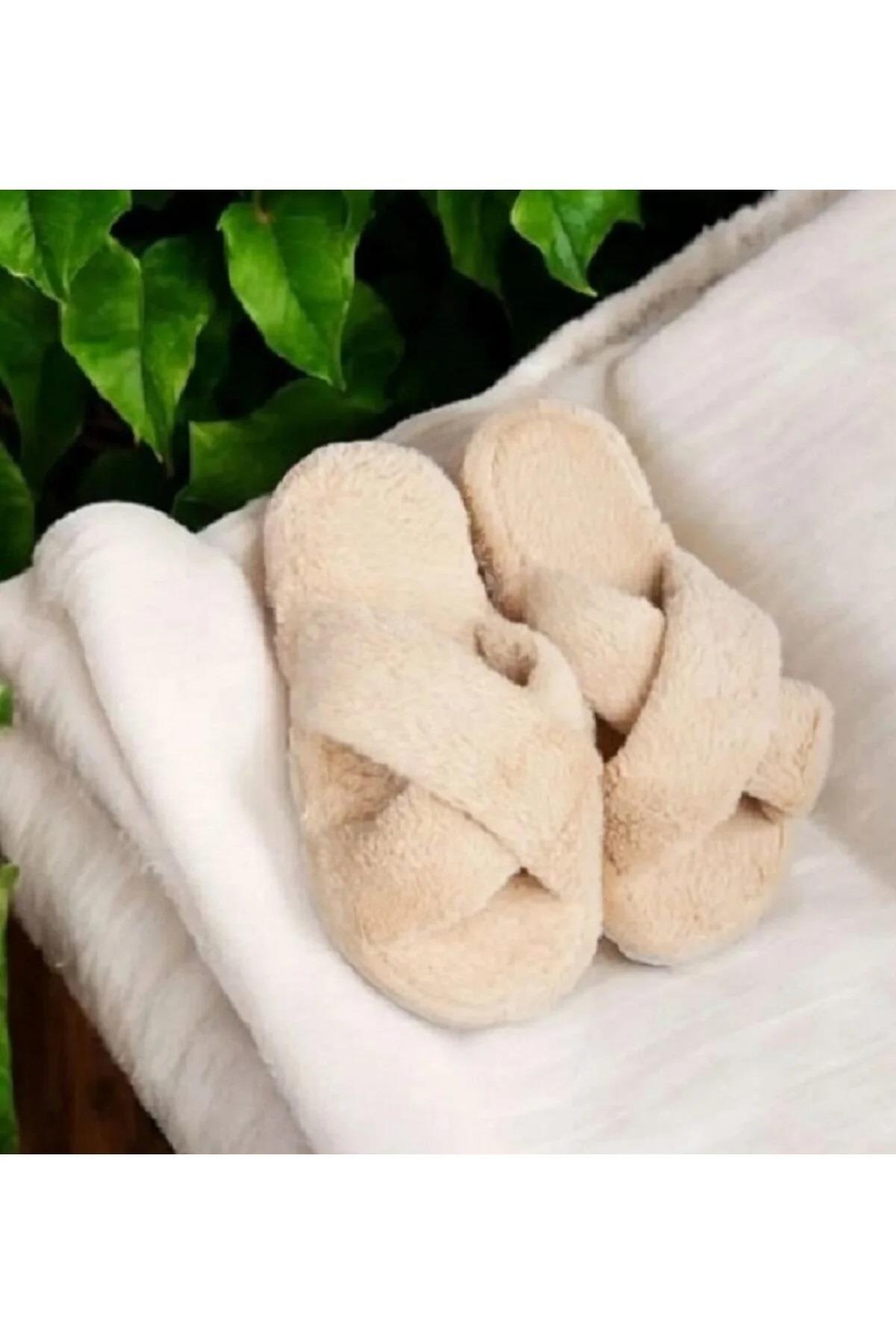 44299 Dewberry Women Furry Fluffy Home Slippers-BEJ