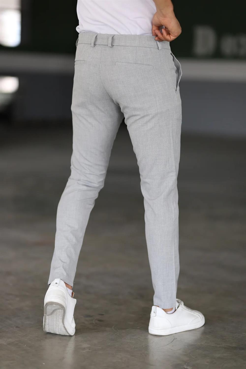 47676 Dewberry Italian Cut Elastic Fabric Mens Trousers-GRİ