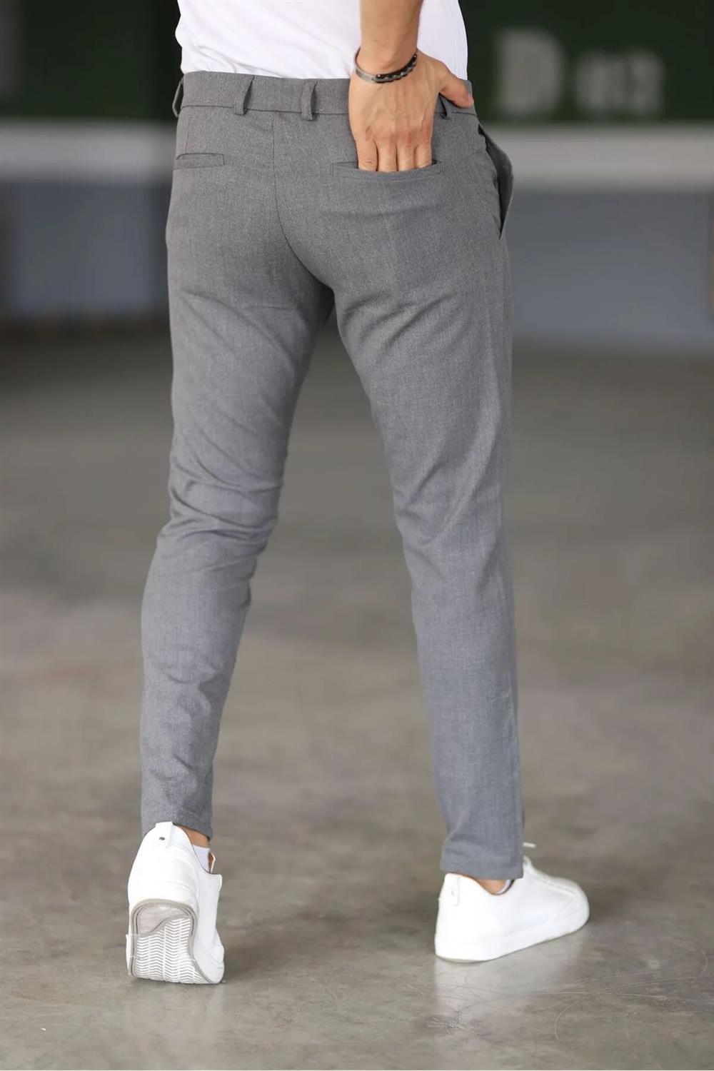 47676 Dewberry Italian Cut Elastic Fabric Mens Trousers-KOYU GRİ