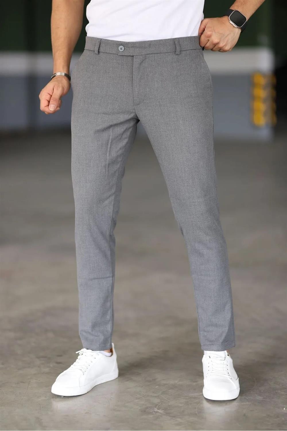 47676 Dewberry Italian Cut Elastic Fabric Mens Trousers-KOYU GRİ