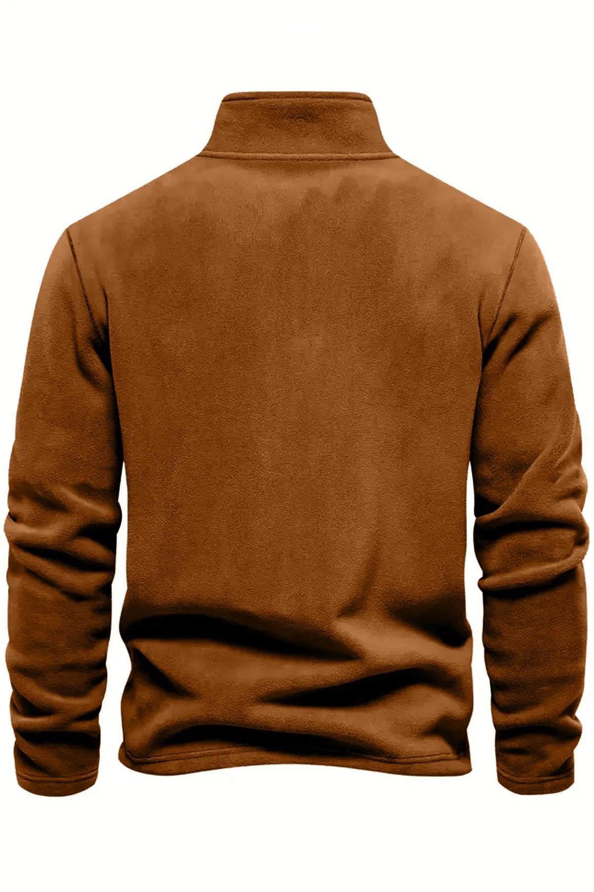 49143 Dewberry Half Zipper Stand Collar Mens Fleece-CAMEL