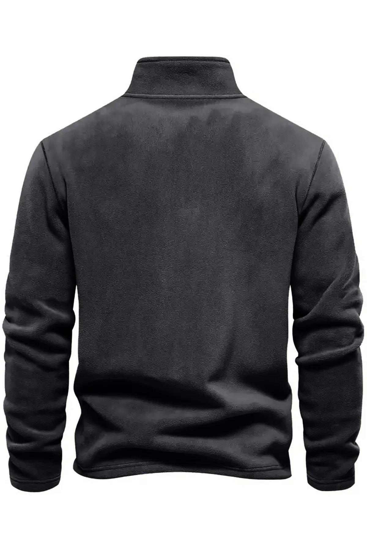 49143 Dewberry Half Zipper Stand Collar Mens Fleece-KOYU GRİ