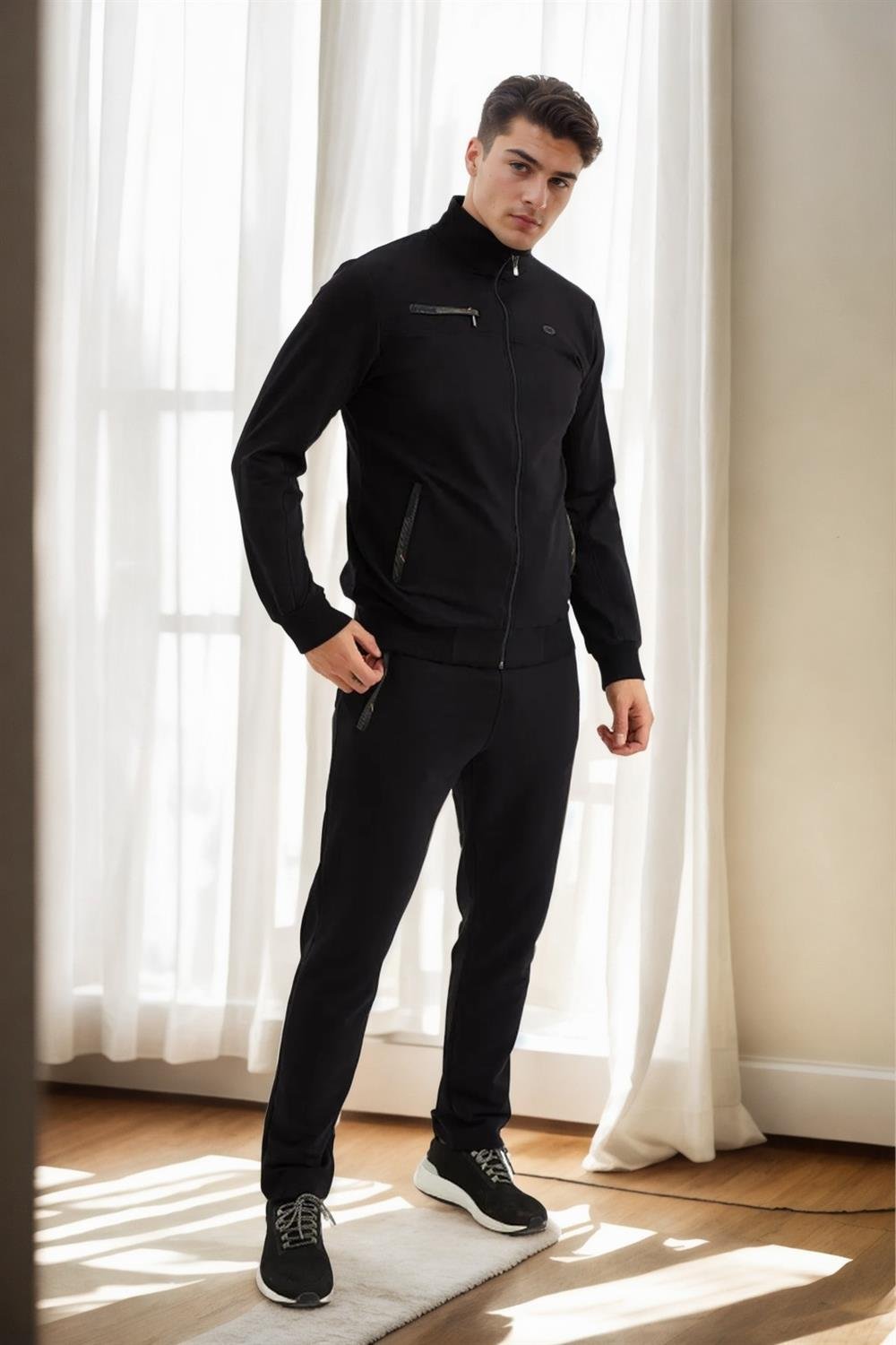51357 Dewberry Plus Size Mens Tracksuit Set-SİYAH