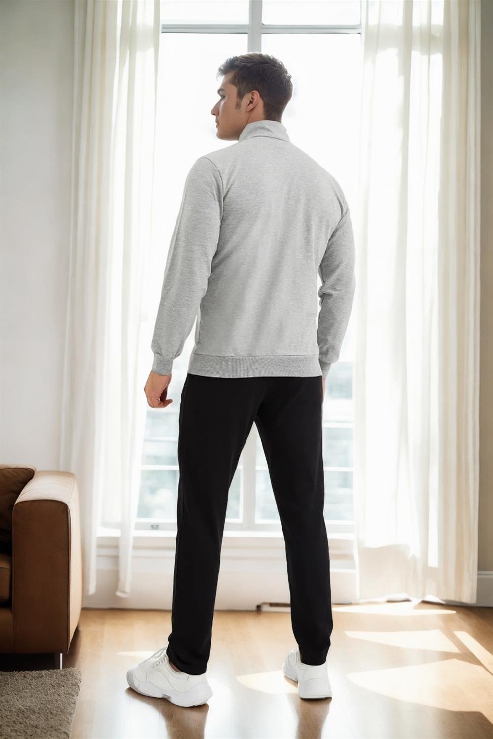 51357 Dewberry Plus Size Mens Tracksuit Set-GRİ