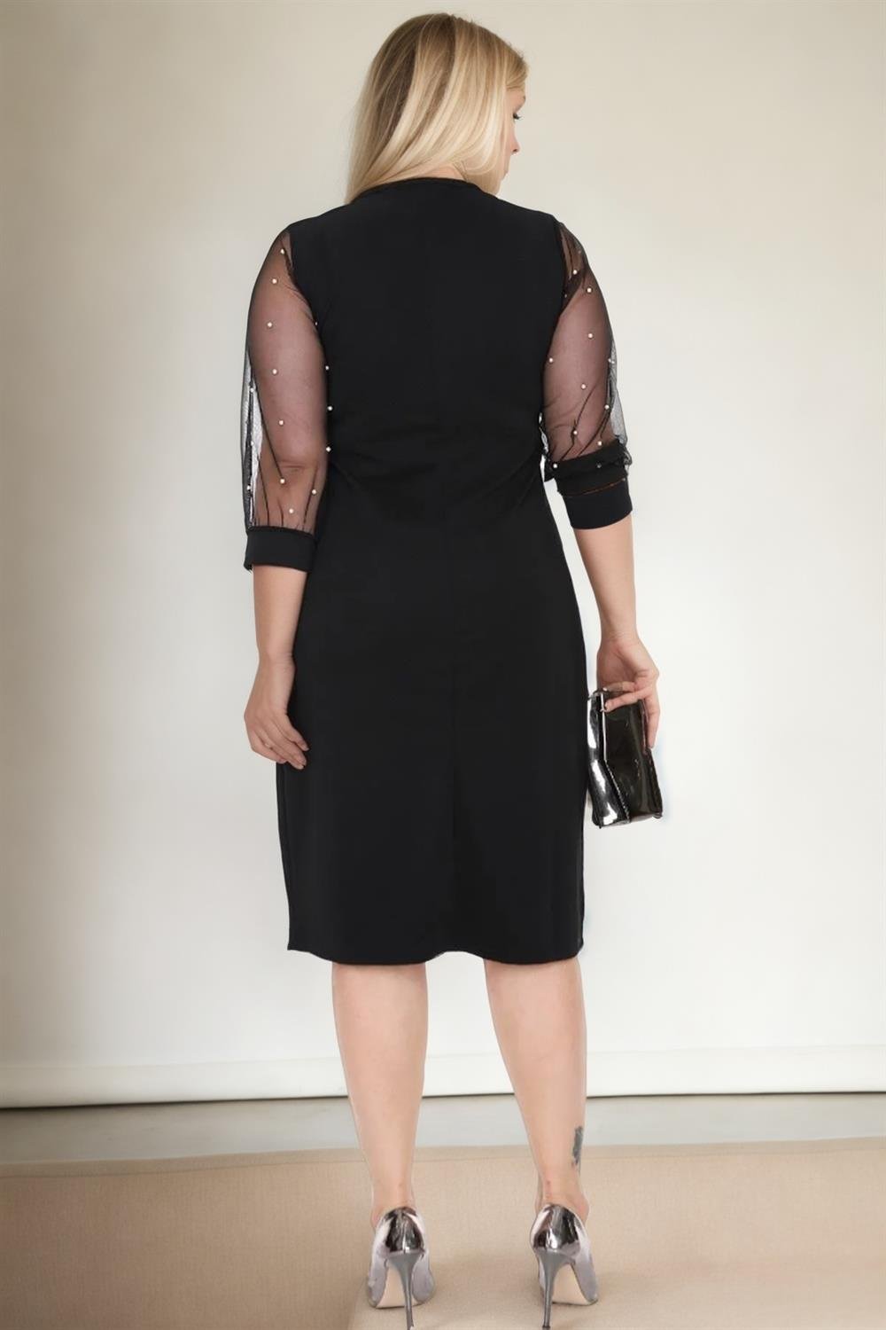 52441 Dewberry Plus Size Dress-SİYAH