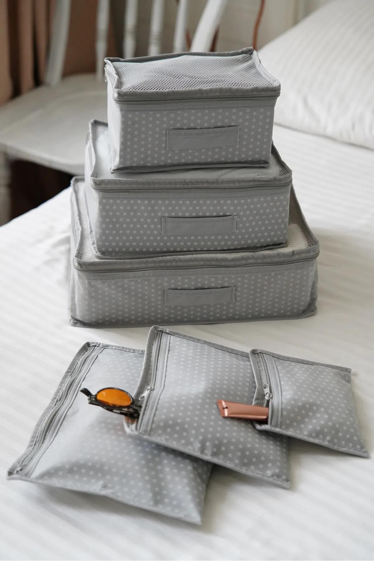 52772 Dewberry 6 Piece Suitcase Set - Storage Bag-GRİ