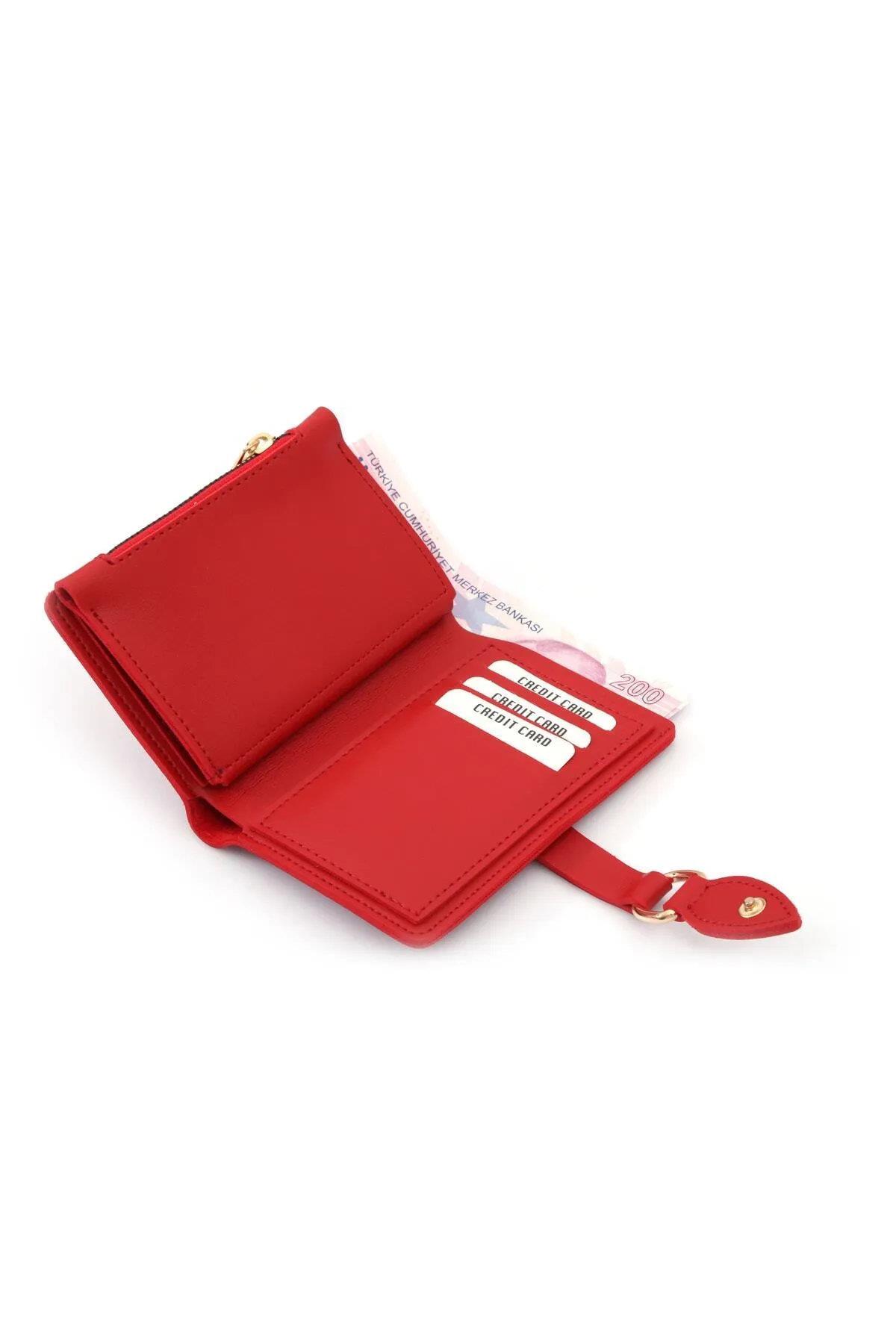 59700 Dewberry Ladies Wallet with Buckle-KIRMIZI